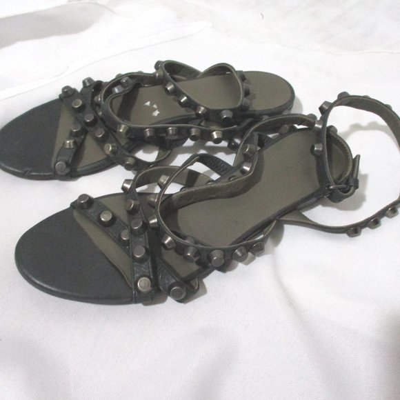 BALENCIAGA LEATHER STUD Strappy Sandal Shoe 36 BLACK - Picture 4 of 6
